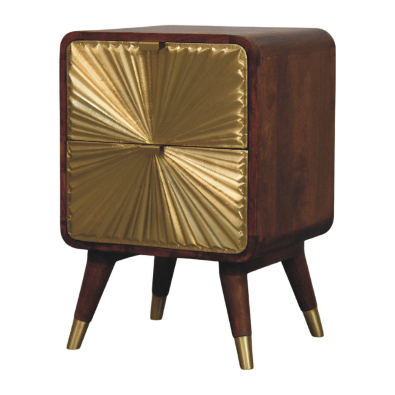 Avora Brass Embossed 2-Drawer Chestnut Chest of Drawers