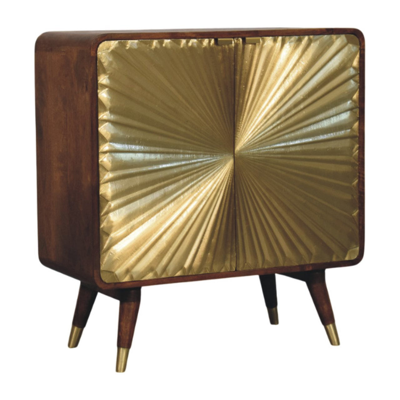 Avora Brass Embossed 2 Door Chestnut Chest of Drawers