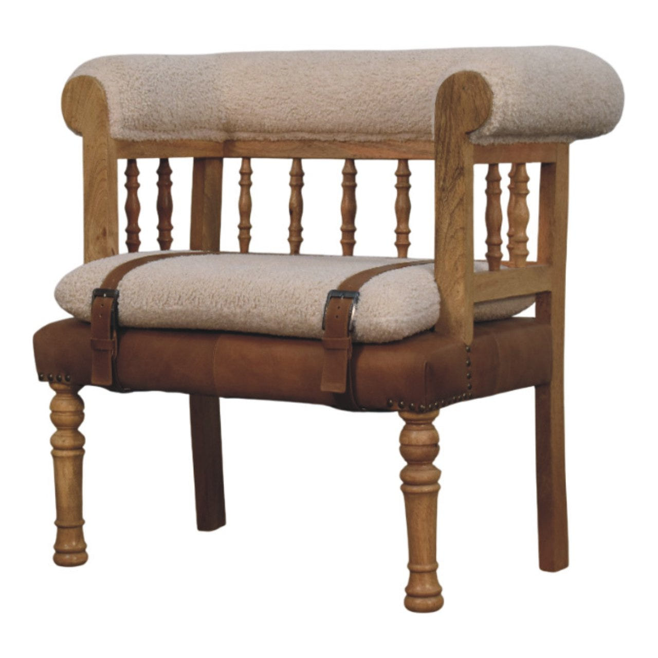 Strapped Hallway Boucle Bench | Oak-Ish Default Title