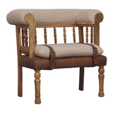 Strapped Hallway Boucle Bench | Oak-Ish