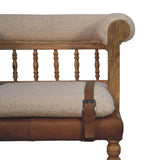 Strapped Hallway Boucle Bench | Oak-Ish