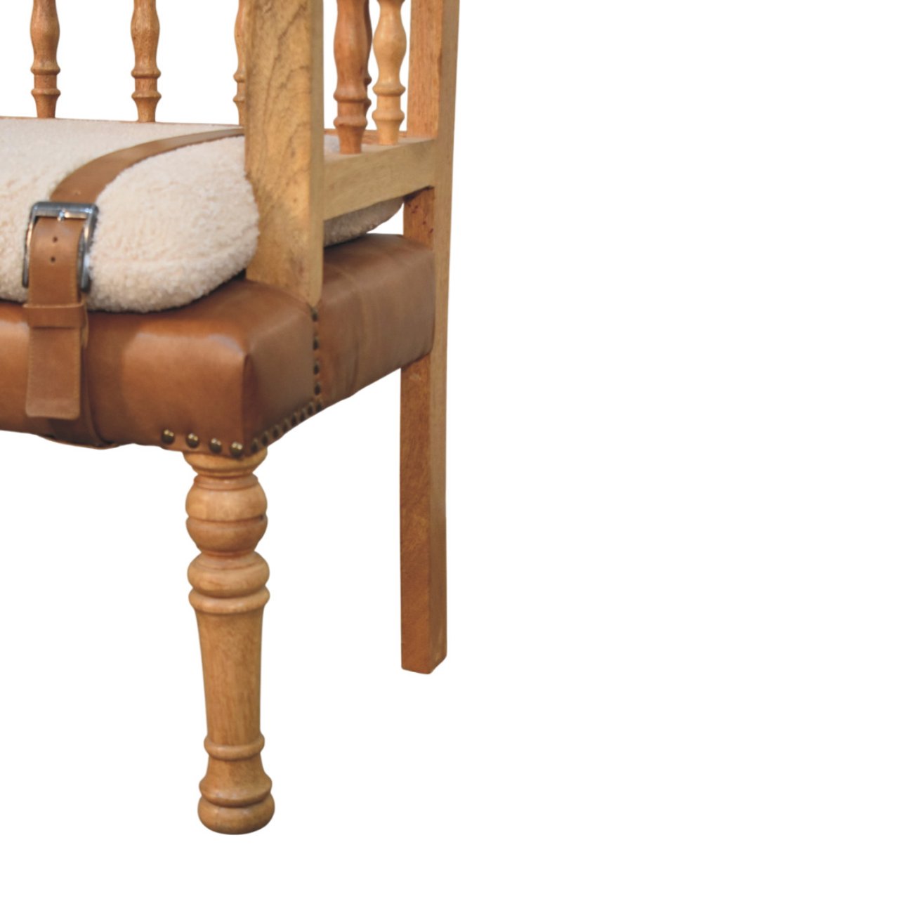 Strapped Hallway Boucle Bench | Oak-Ish