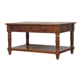 Turned Legs Chestnut 2-Drawer Coffee Table Default Title