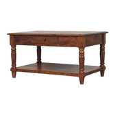 Turned Legs Chestnut 2-Drawer Coffee Table Default Title