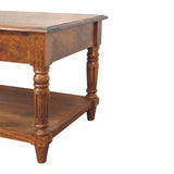 Turned Legs Chestnut 2-Drawer Coffee Table