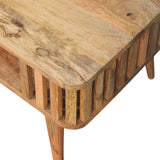 Slatted Oak-ish Coffee Table | Open Shelf