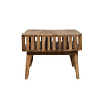 Slatted Oak-ish Coffee Table | Open Shelf