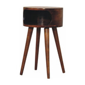 Round Chestnut Nightstand with Open Shelf Chest of Drawers Default Title