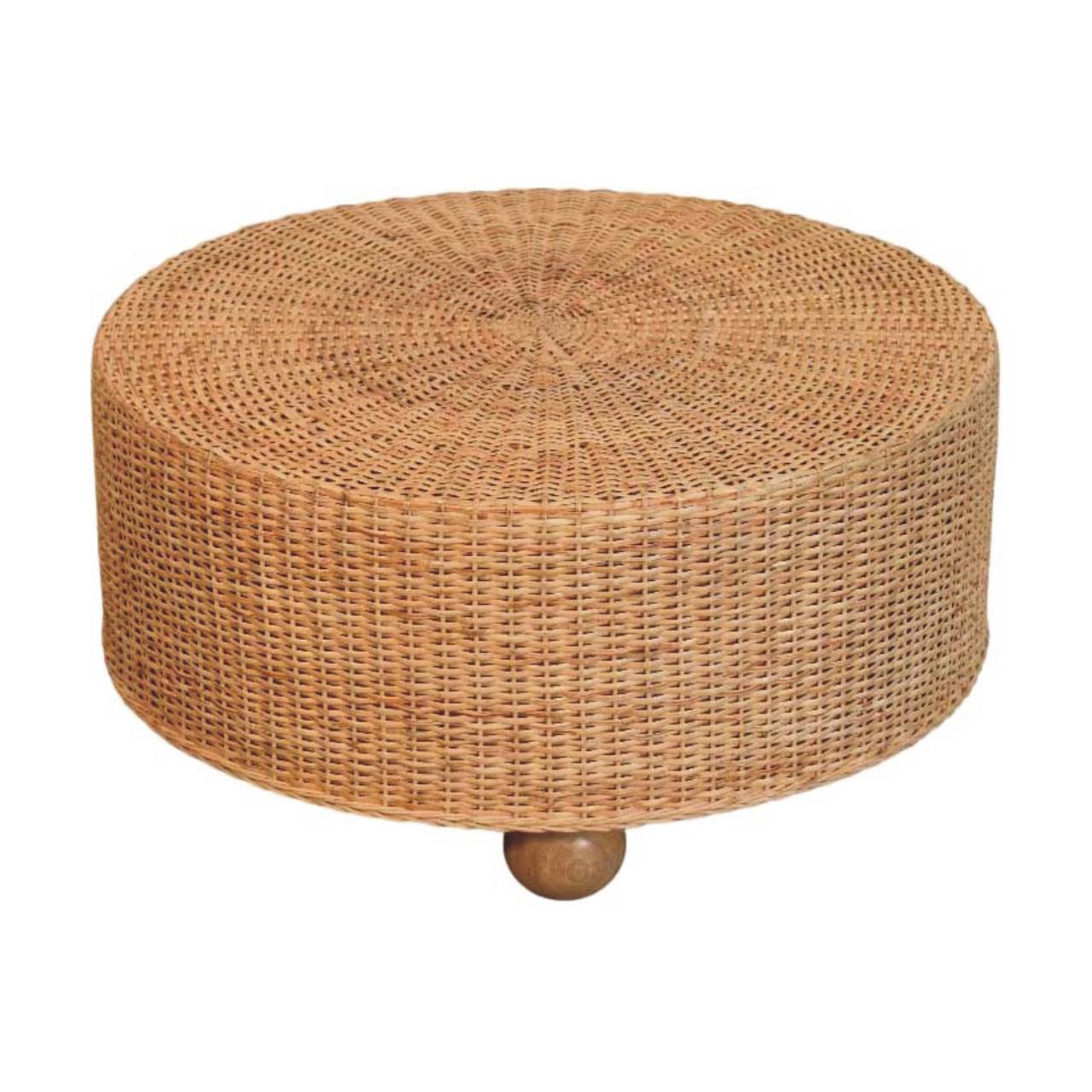 Regency Round Woven Coffee Table with Ball Feet Default Title