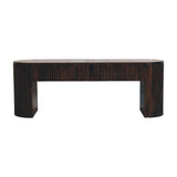 Velvet Mocha Fluted Bench | Hand-Carved Default Title