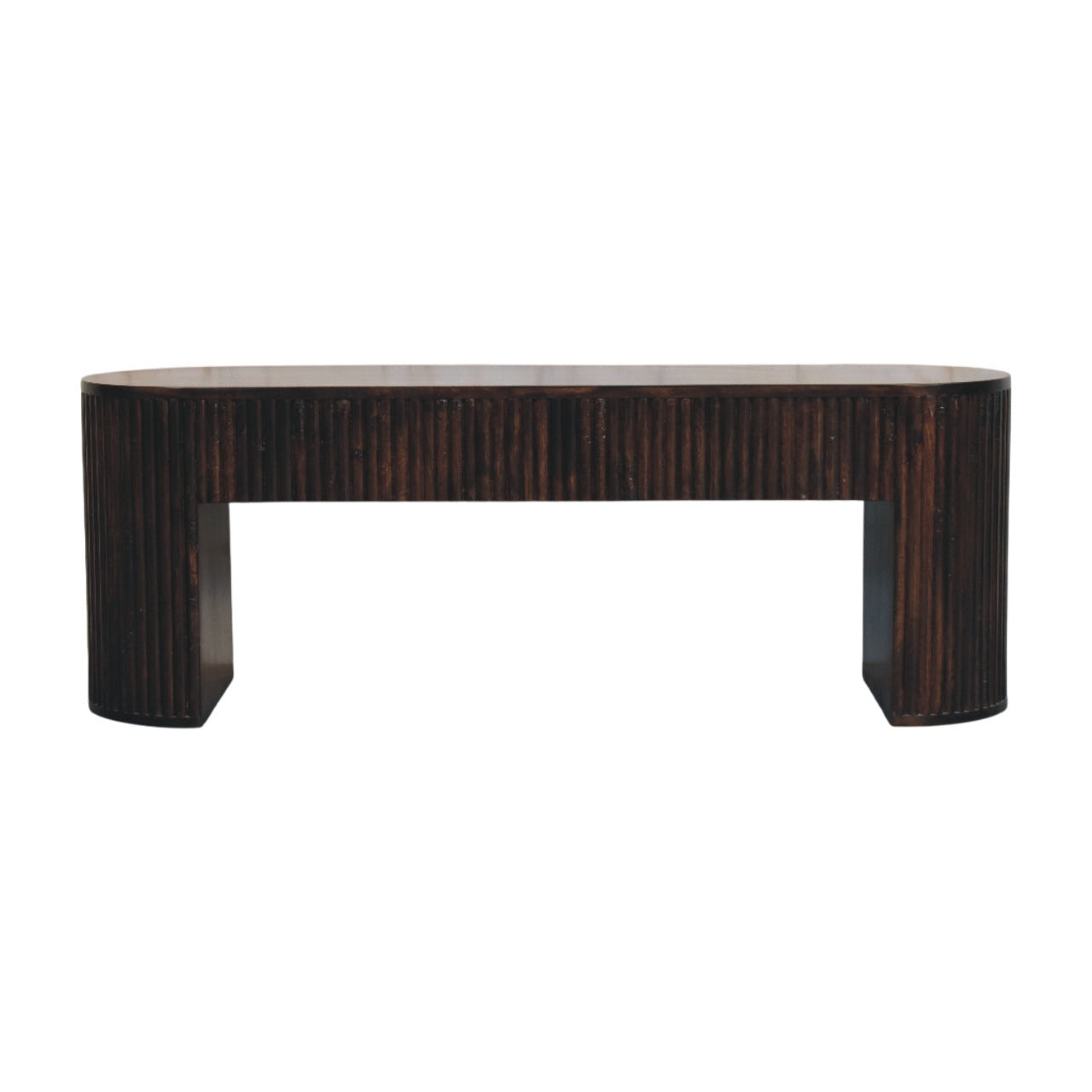 Velvet Mocha Fluted Bench | Hand-Carved Default Title