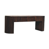 Velvet Mocha Fluted Bench | Hand-Carved