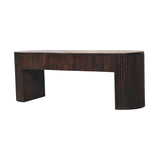 Velvet Mocha Fluted Bench | Hand-Carved