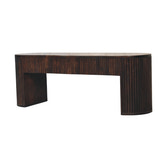 Velvet Mocha Fluted Bench | Hand-Carved