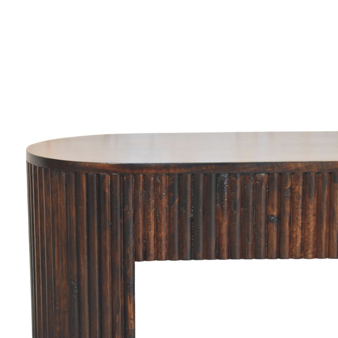 Velvet Mocha Fluted Bench | Hand-Carved