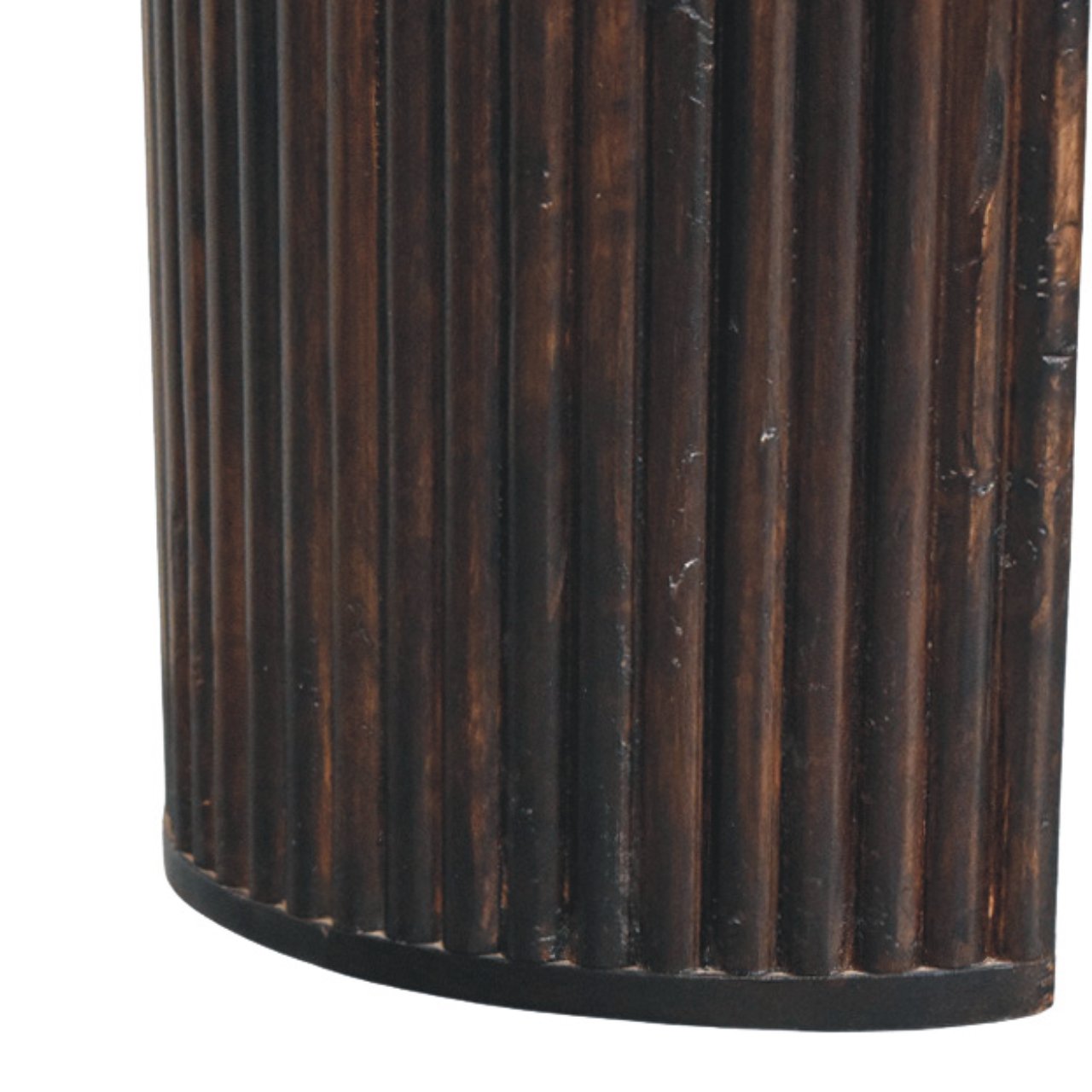 Velvet Mocha Fluted Bench | Hand-Carved