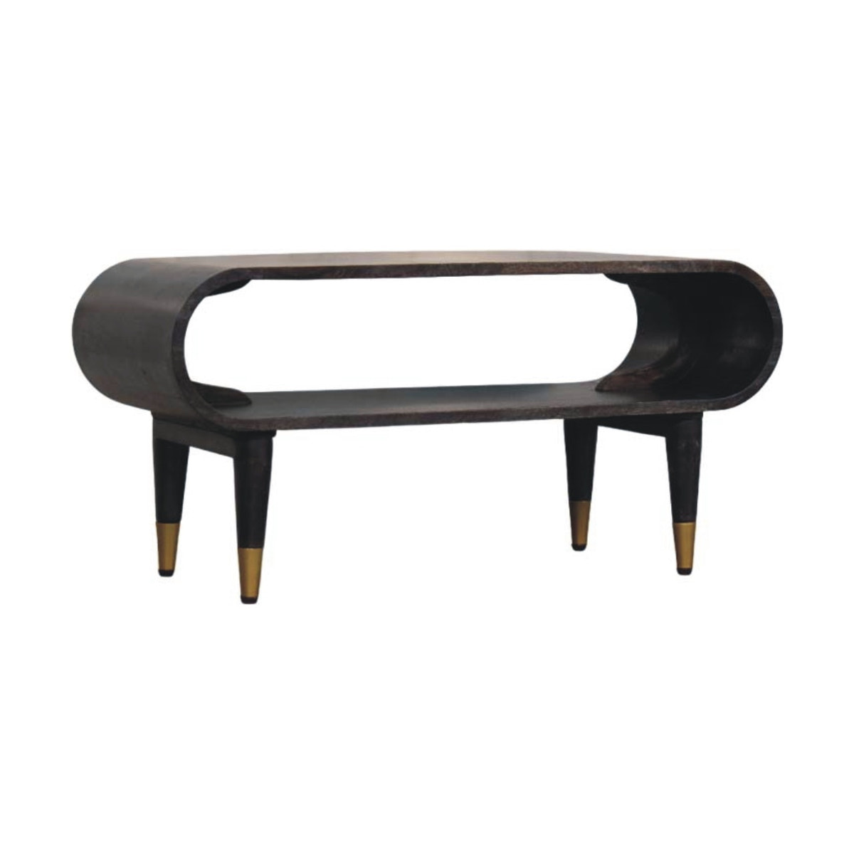 Curved Edge Media with Brass Accents TV Media Unit | Velvet