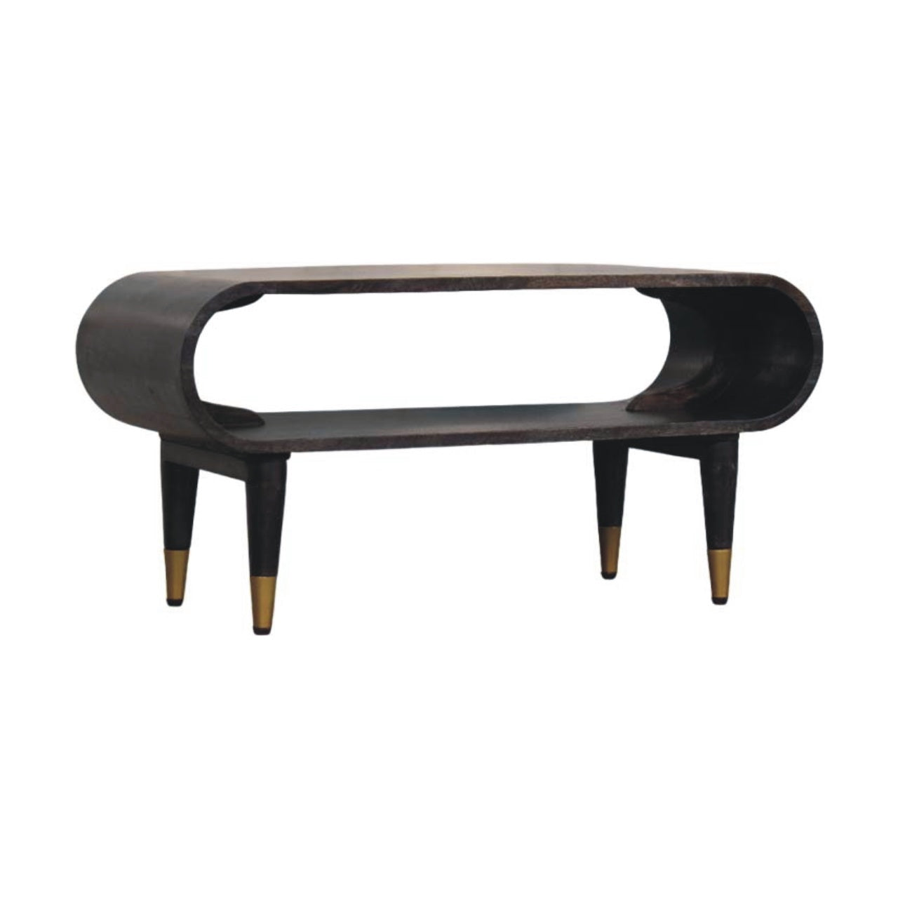 Curved Edge Media with Brass Accents TV Media Unit | Velvet