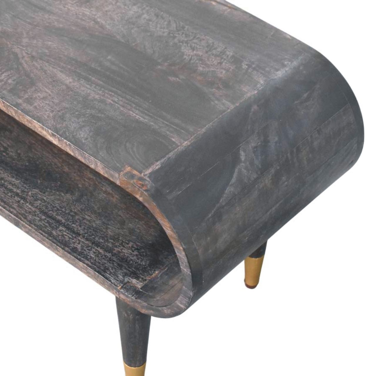 Curved Edge Media with Brass Accents TV Media Unit | Velvet
