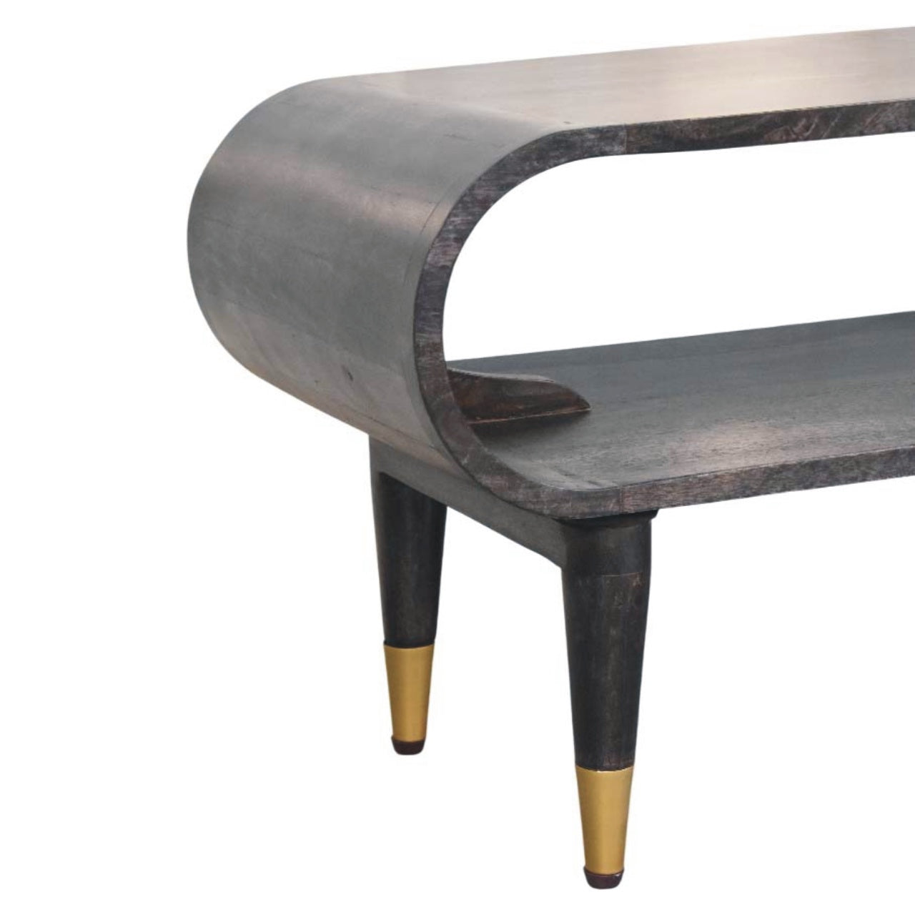 Curved Edge Media with Brass Accents TV Media Unit | Velvet