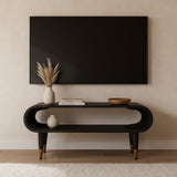 Curved Edge Media with Brass Accents TV Media Unit | Velvet