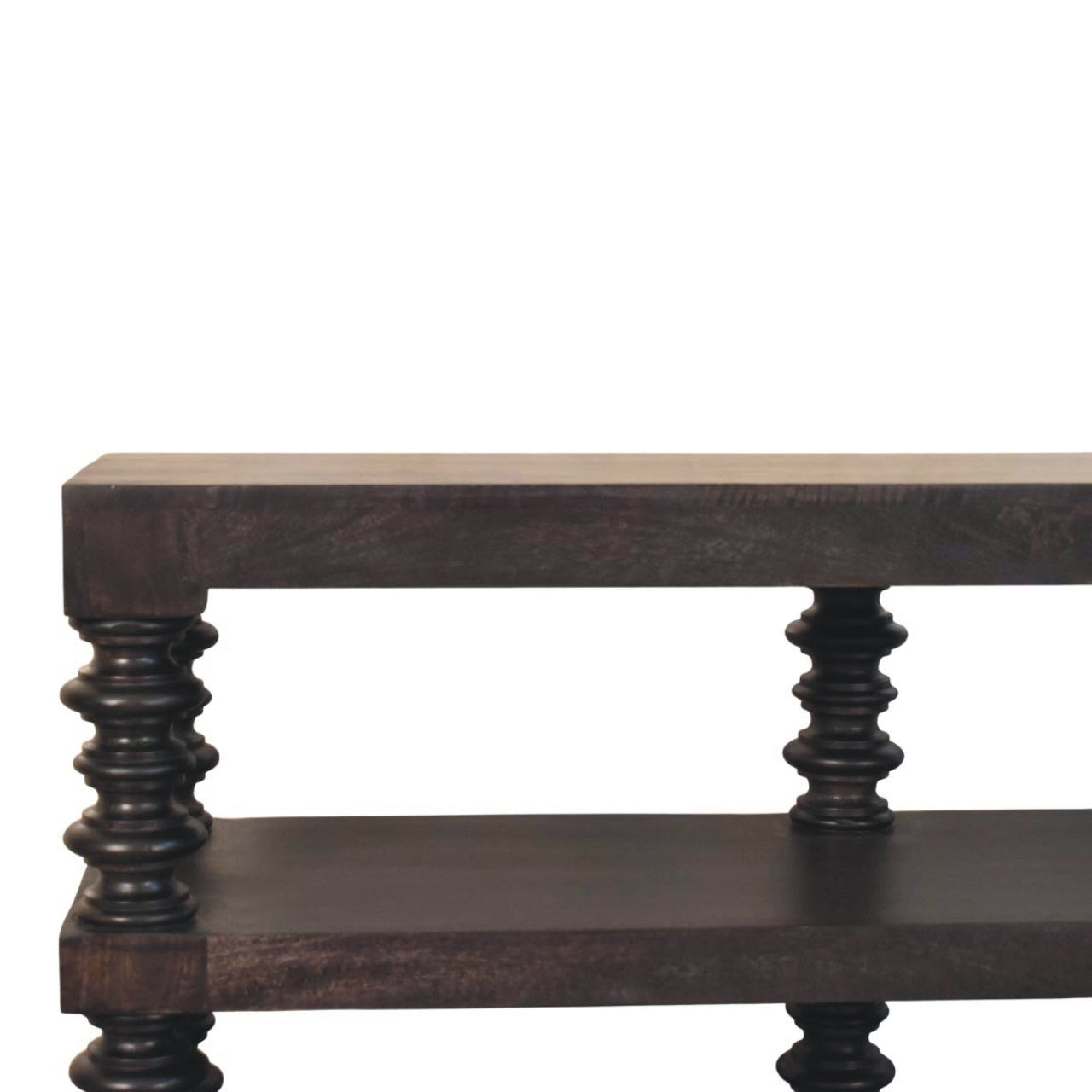 Spindle Shelf Console in Carbon Ash Chest of Drawers | Open Shelf