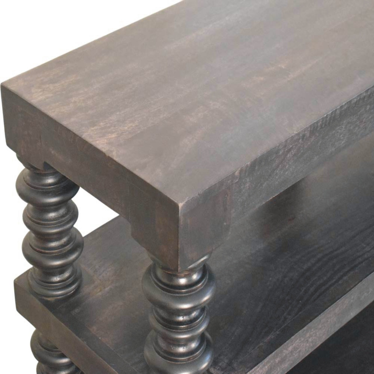 Spindle Shelf Console in Carbon Ash Chest of Drawers | Open Shelf