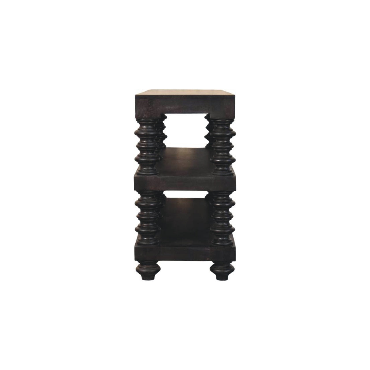 Spindle Shelf Console in Carbon Ash Chest of Drawers | Open Shelf