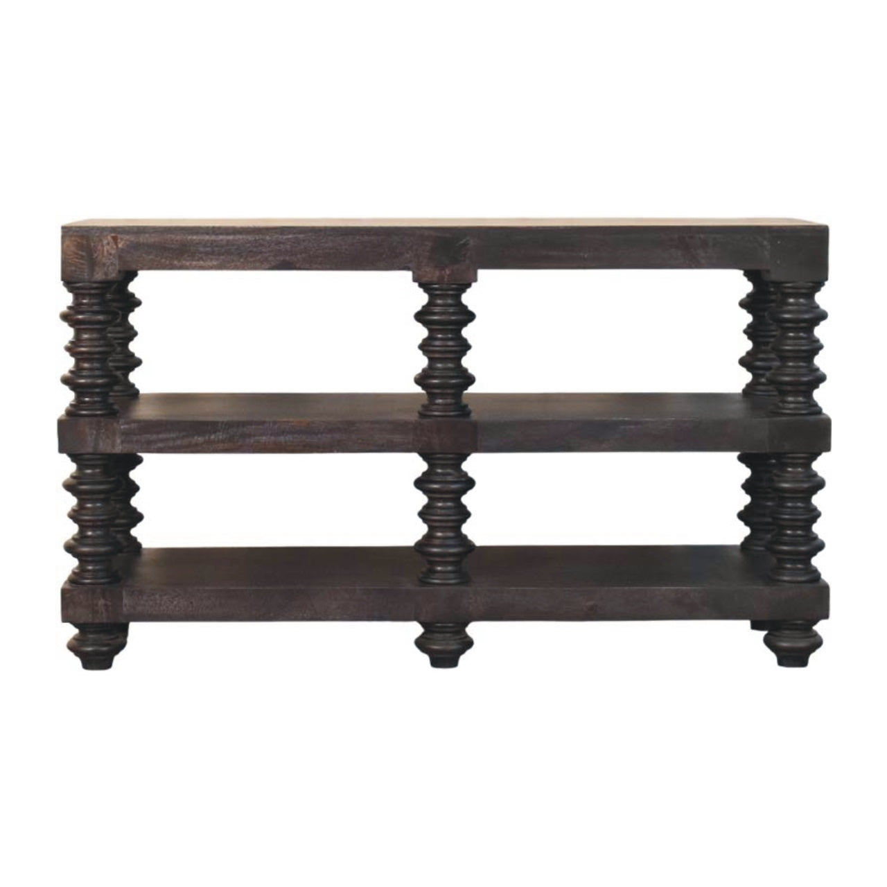 Spindle Shelf Console in Carbon Ash Chest of Drawers | Open Shelf