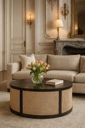 Monaco Round Rattan Centerpiece Storage Bench