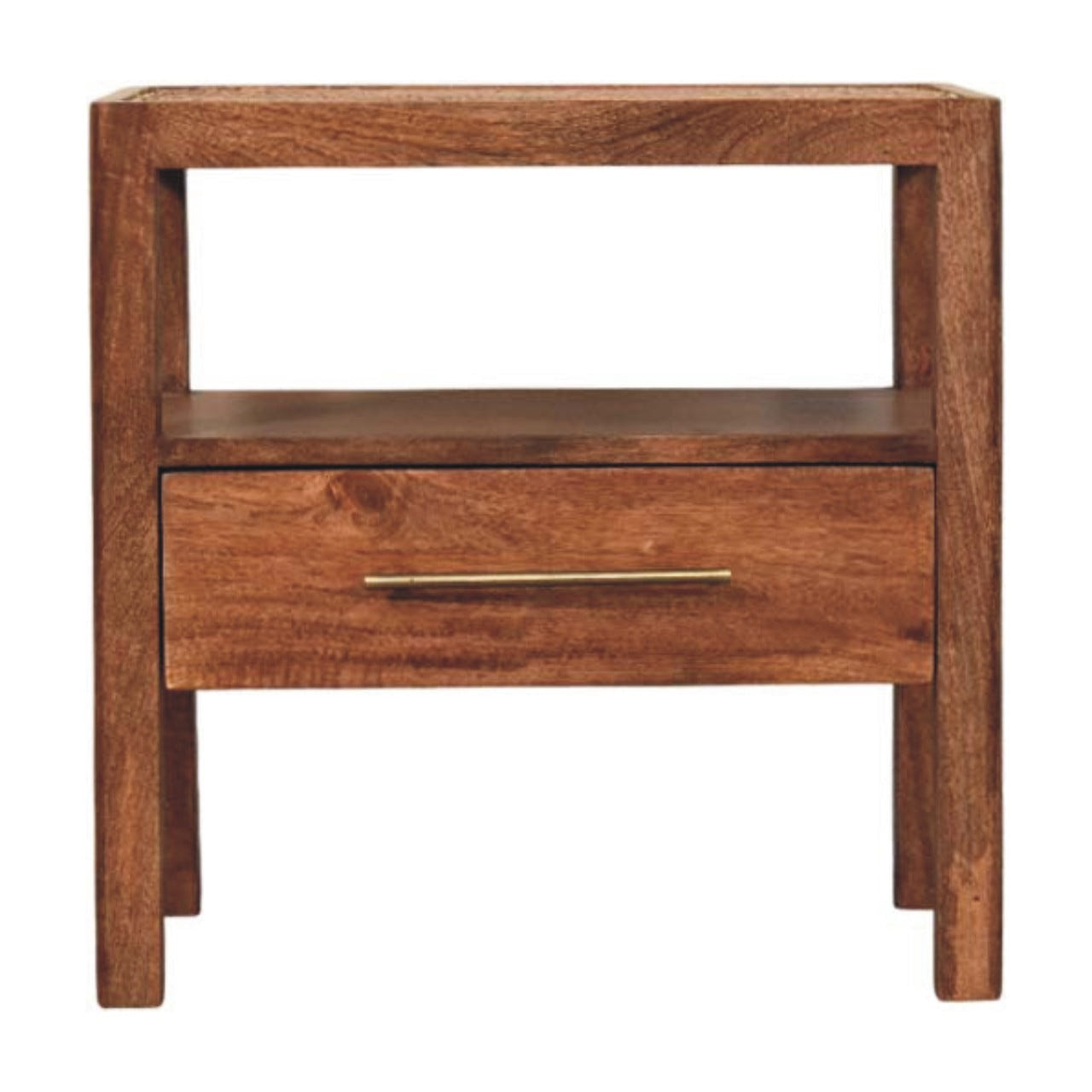 The Caldera Bedside Stand Bedside Table | Honey Caramel Rattan Open Shelf Default Title