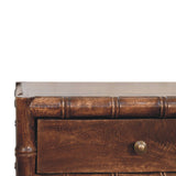 Bamboo Frame Nightstand in Roasted Almond Accent Piece | Brass Solid Mango Wood