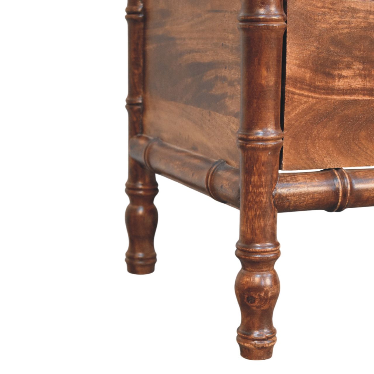 Bamboo Frame Nightstand in Roasted Almond Accent Piece | Brass Solid Mango Wood
