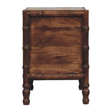 Bamboo Frame Nightstand in Roasted Almond Accent Piece | Brass Solid Mango Wood