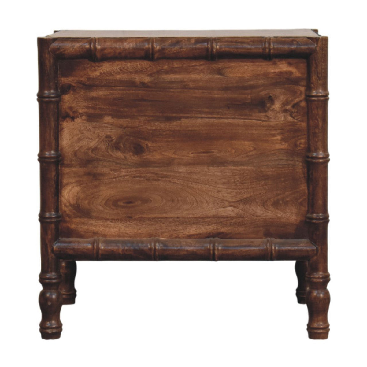 Bamboo Frame Nightstand in Roasted Almond Accent Piece | Brass Solid Mango Wood