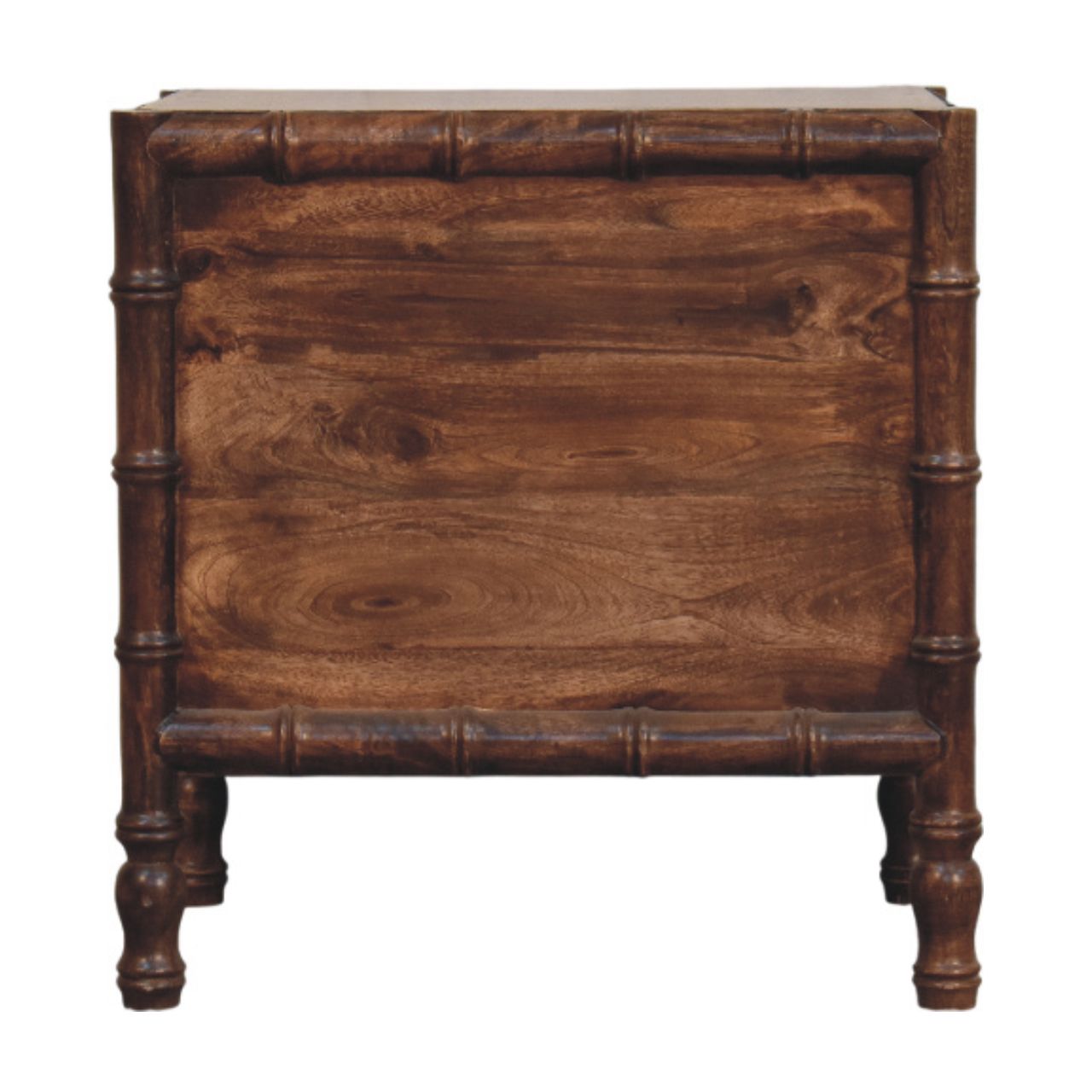 Bamboo Frame Nightstand in Roasted Almond Accent Piece | Brass Solid Mango Wood