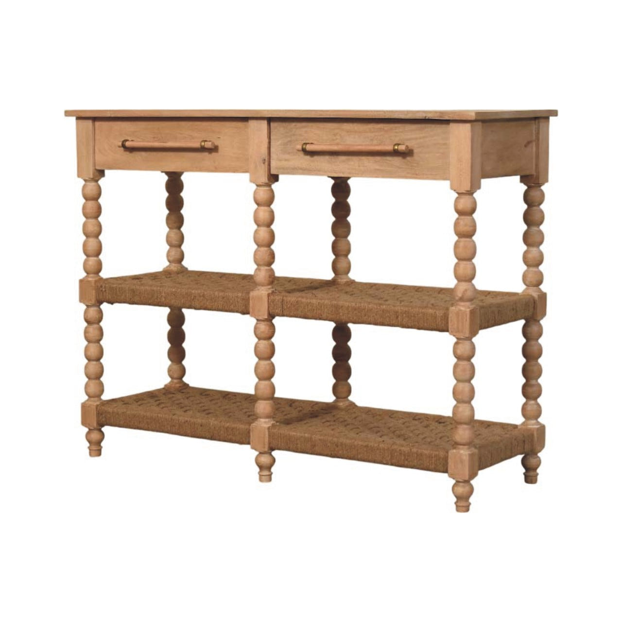 Savoy Bobbin Console with Jute Shelves Console Table
