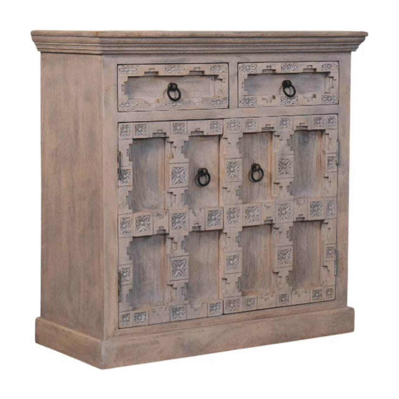 Jaipur Lattice Sideboard Chest of Drawers | Linen Hand-Carved Default Title