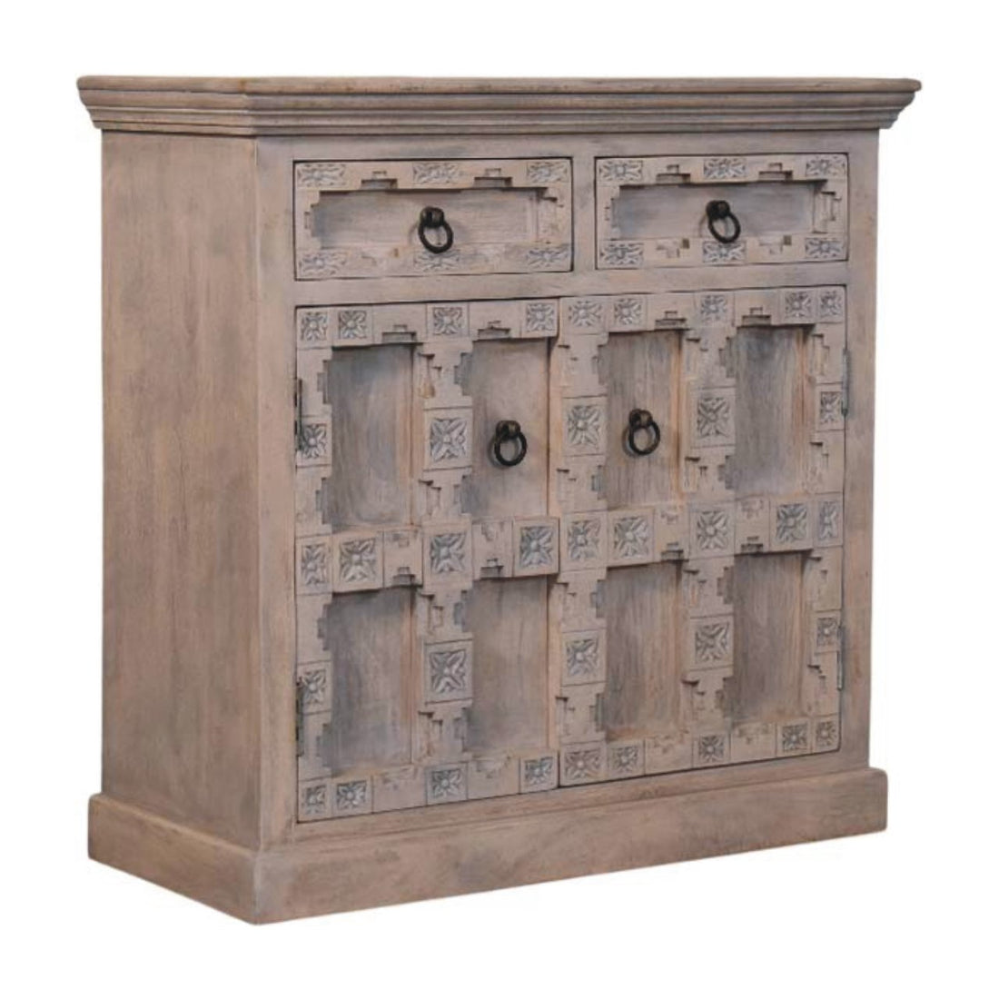 Jaipur Lattice Sideboard Chest of Drawers | Linen Hand-Carved Default Title