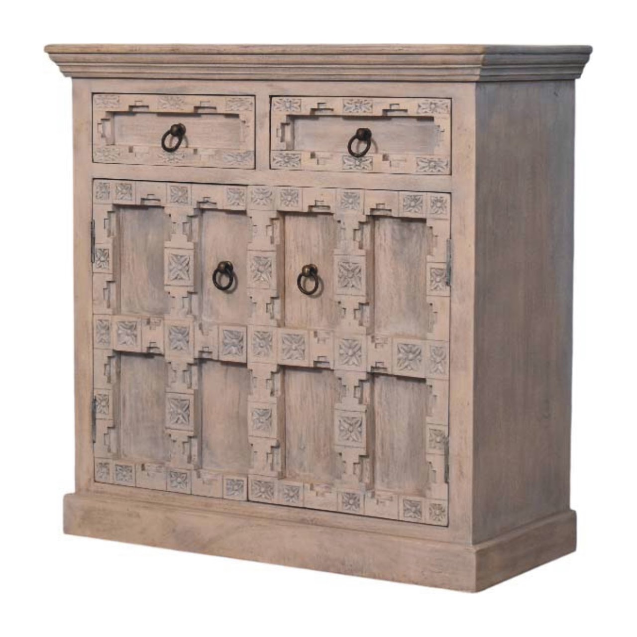 Jaipur Lattice Sideboard Chest of Drawers | Linen Hand-Carved