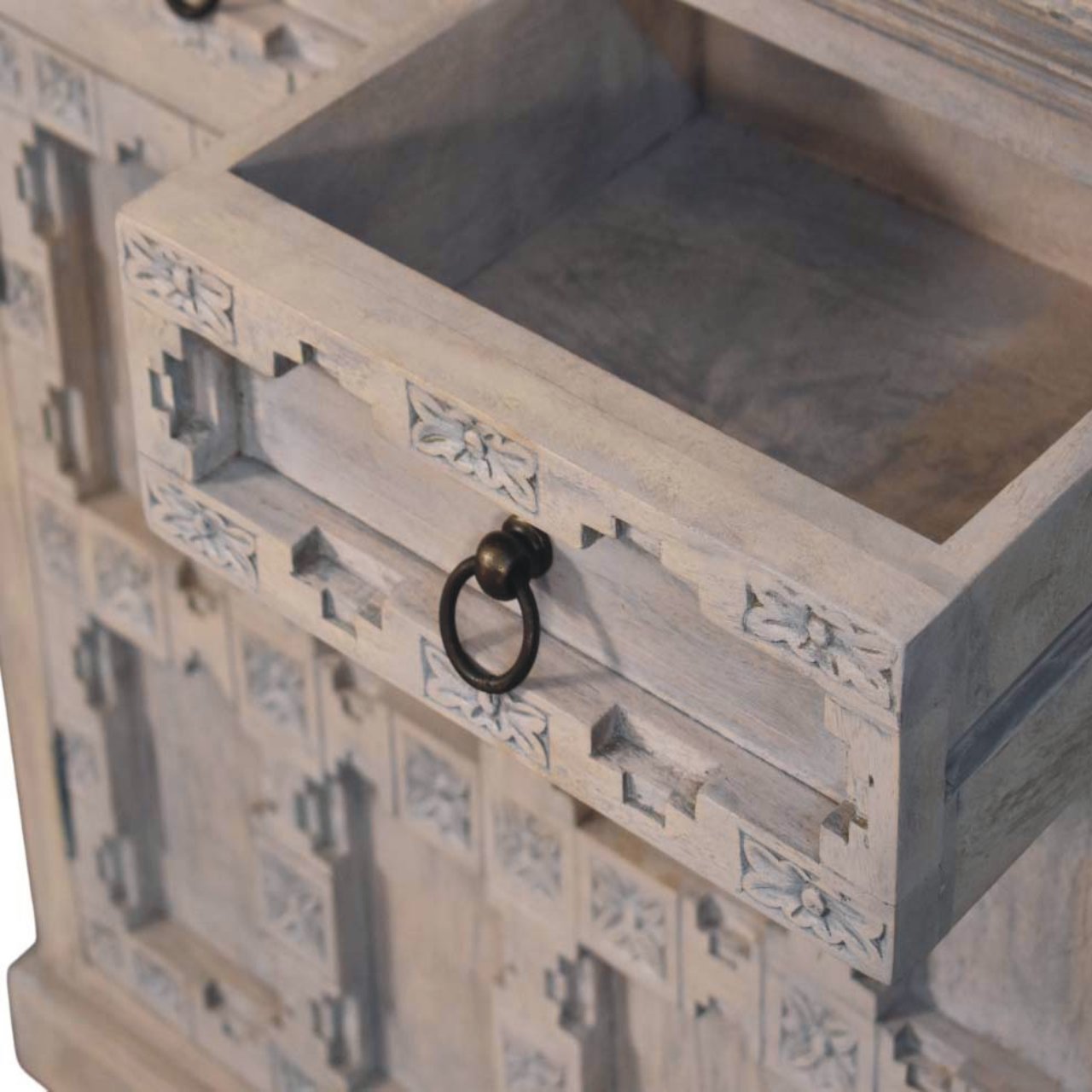 Jaipur Lattice Sideboard Chest of Drawers | Linen Hand-Carved