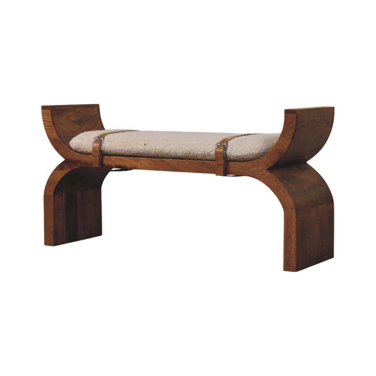 Stirrup Curve Bench | Oak Boucle