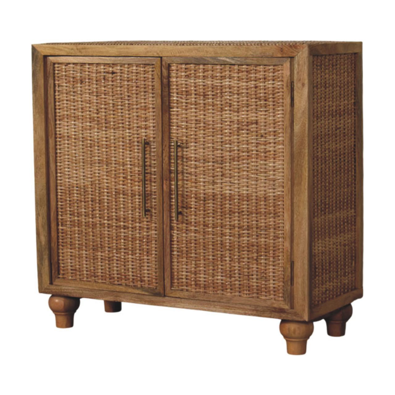 Rattan Oak 2-Door Cabinet