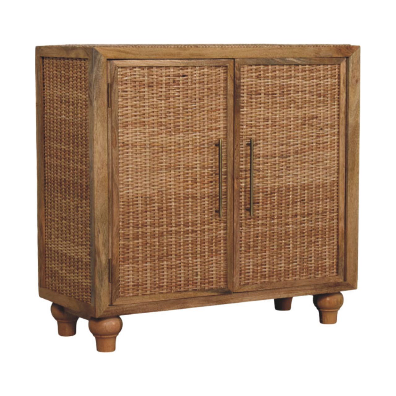 Rattan Oak 2-Door Cabinet
