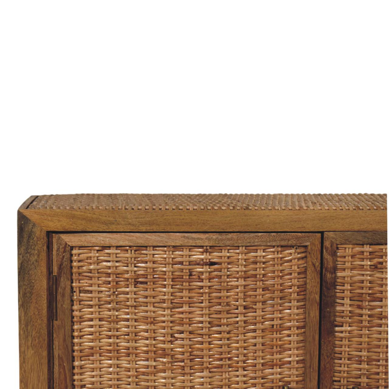 Rattan Oak 2-Door Cabinet