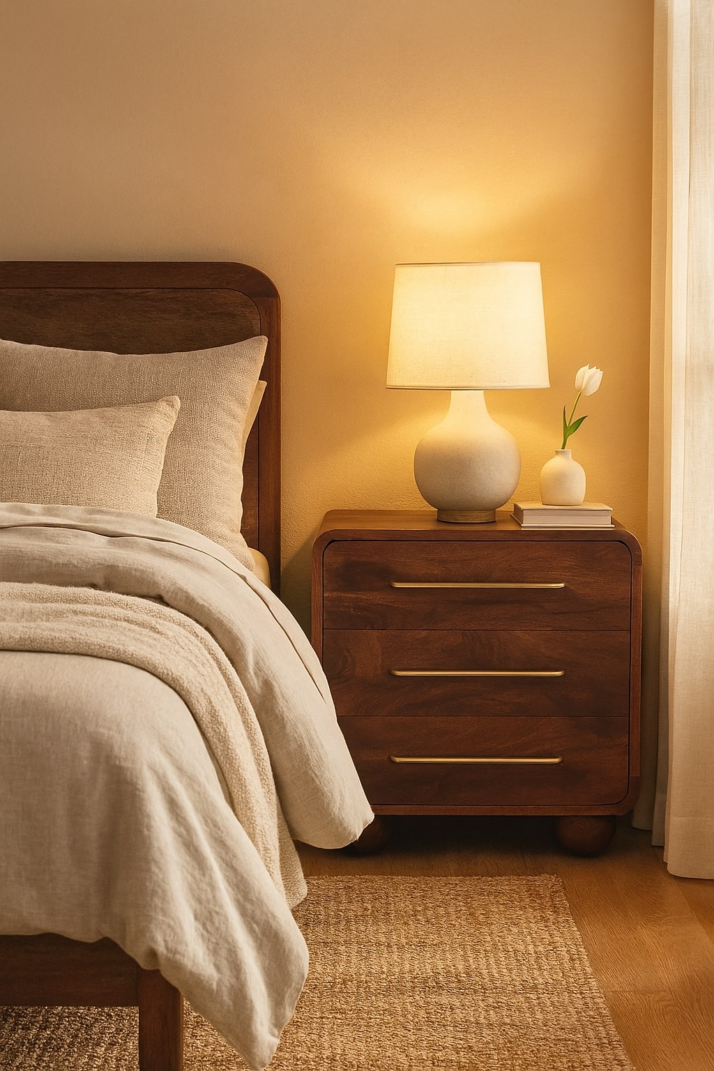 3-Drawer Rounded Chest of Drawers | Oak Linen