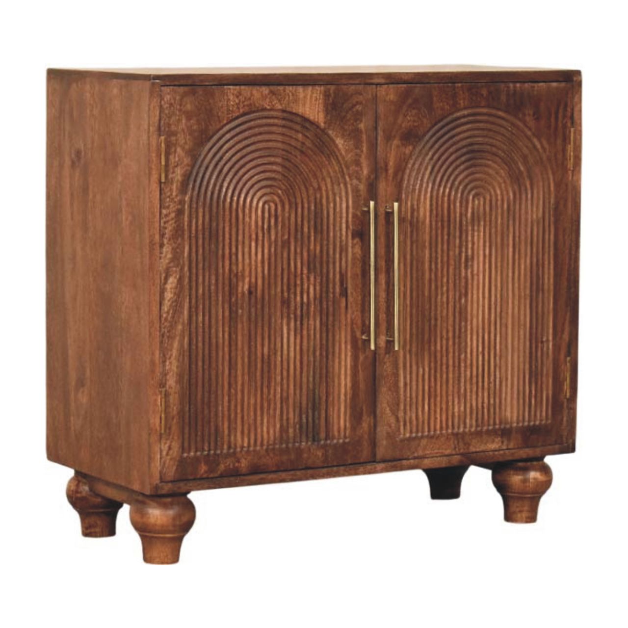 Arco Groove Sideboard Chest of Drawers | Brass Solid Mango Wood Hand-Carved