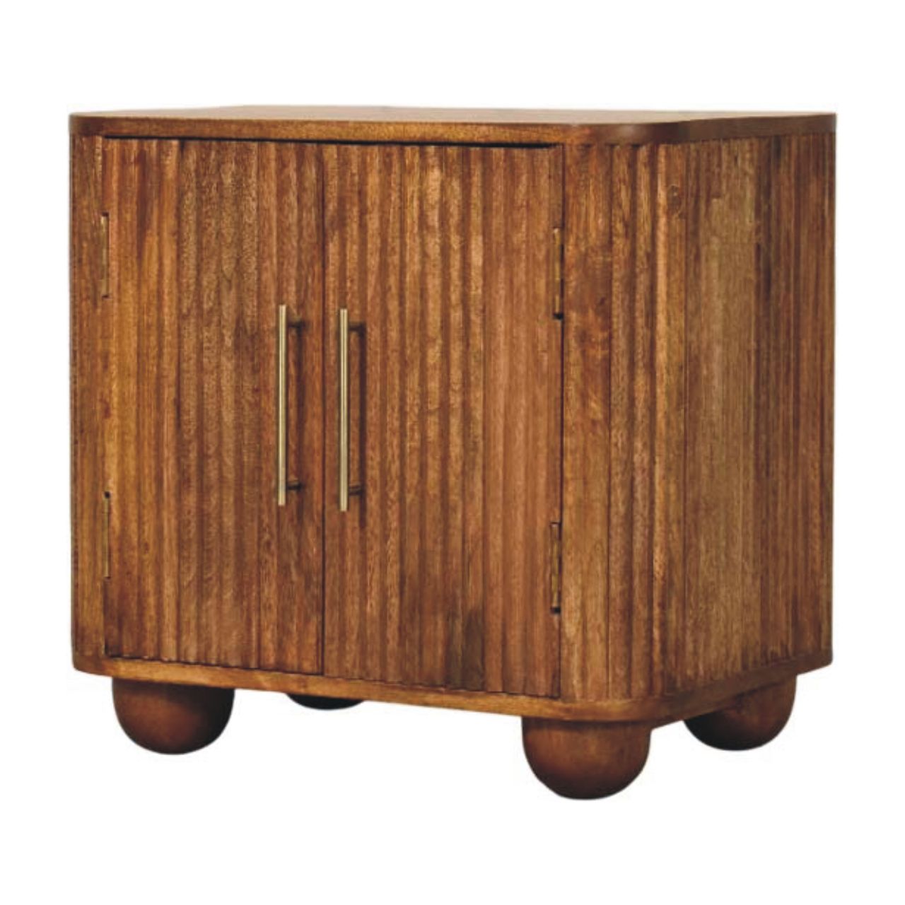 Solis Fluted Mini Sideboard Chest of Drawers | Oak Solid Mango Wood Hand-Carved