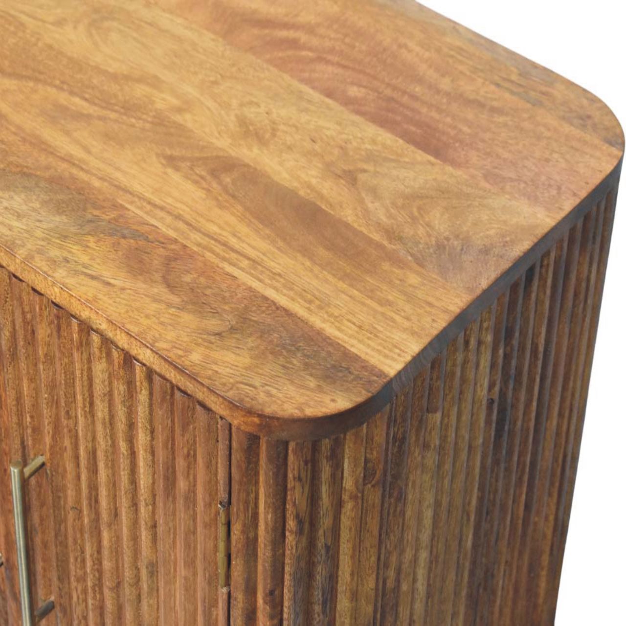 Solis Fluted Mini Sideboard Chest of Drawers | Oak Solid Mango Wood Hand-Carved