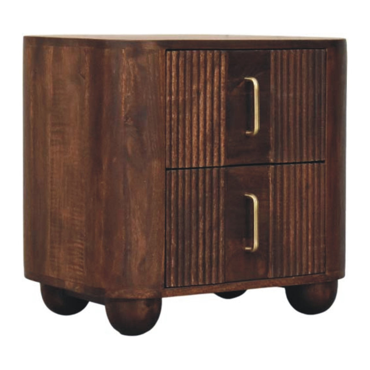 Marlowe Fluted Accent Piece | California Walnut Solid Mango Wood Hand-Carved